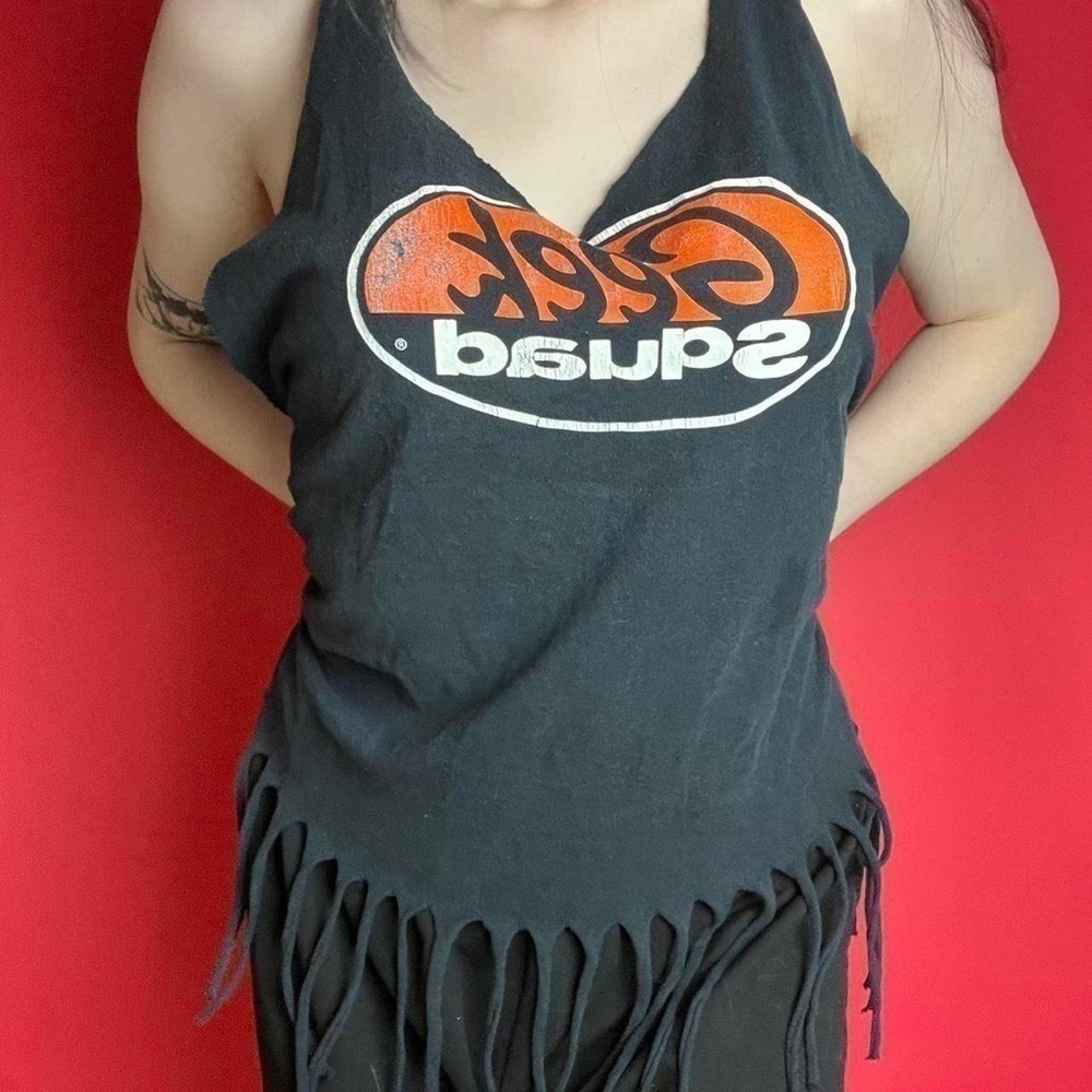 Tassel tied geek squad tank top 🖤🧡​​​​​​​​​​​​​​​​​​​​​​​​
